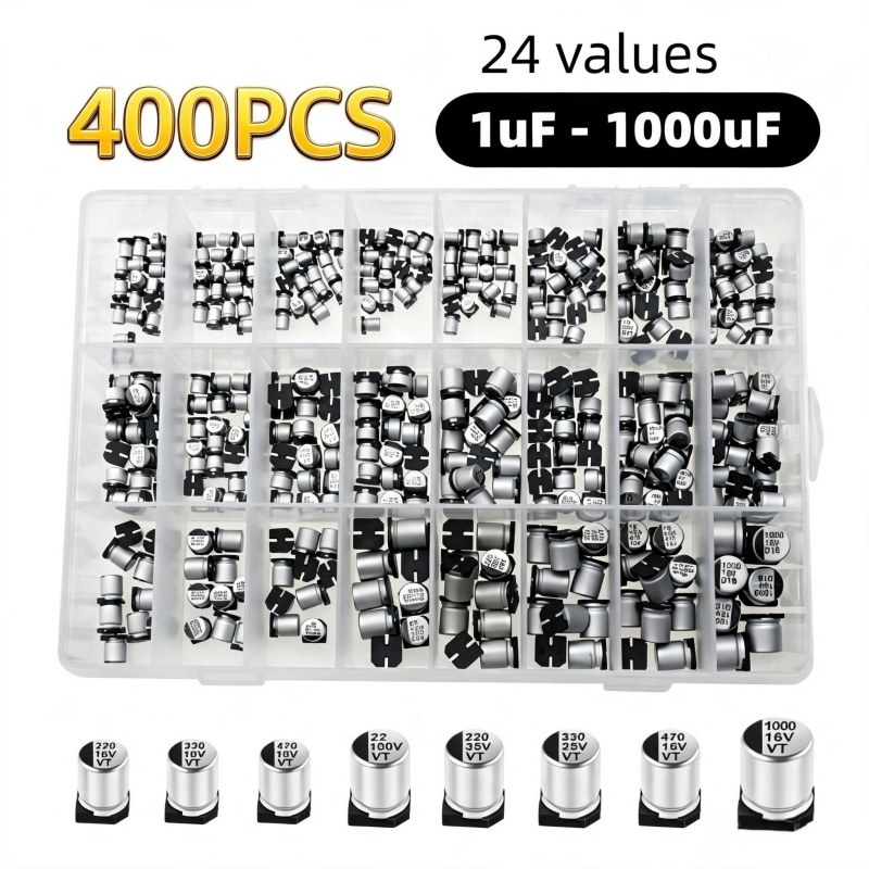 Capacitor Kit Assortment - 400PCS 24 Nilai Kit Kapasitor Elektrolit