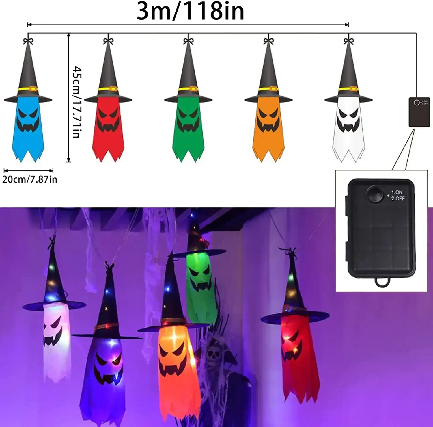 5 buah lampu tali topi penyihi - Diy Halloween Electronics ulasan dan harga