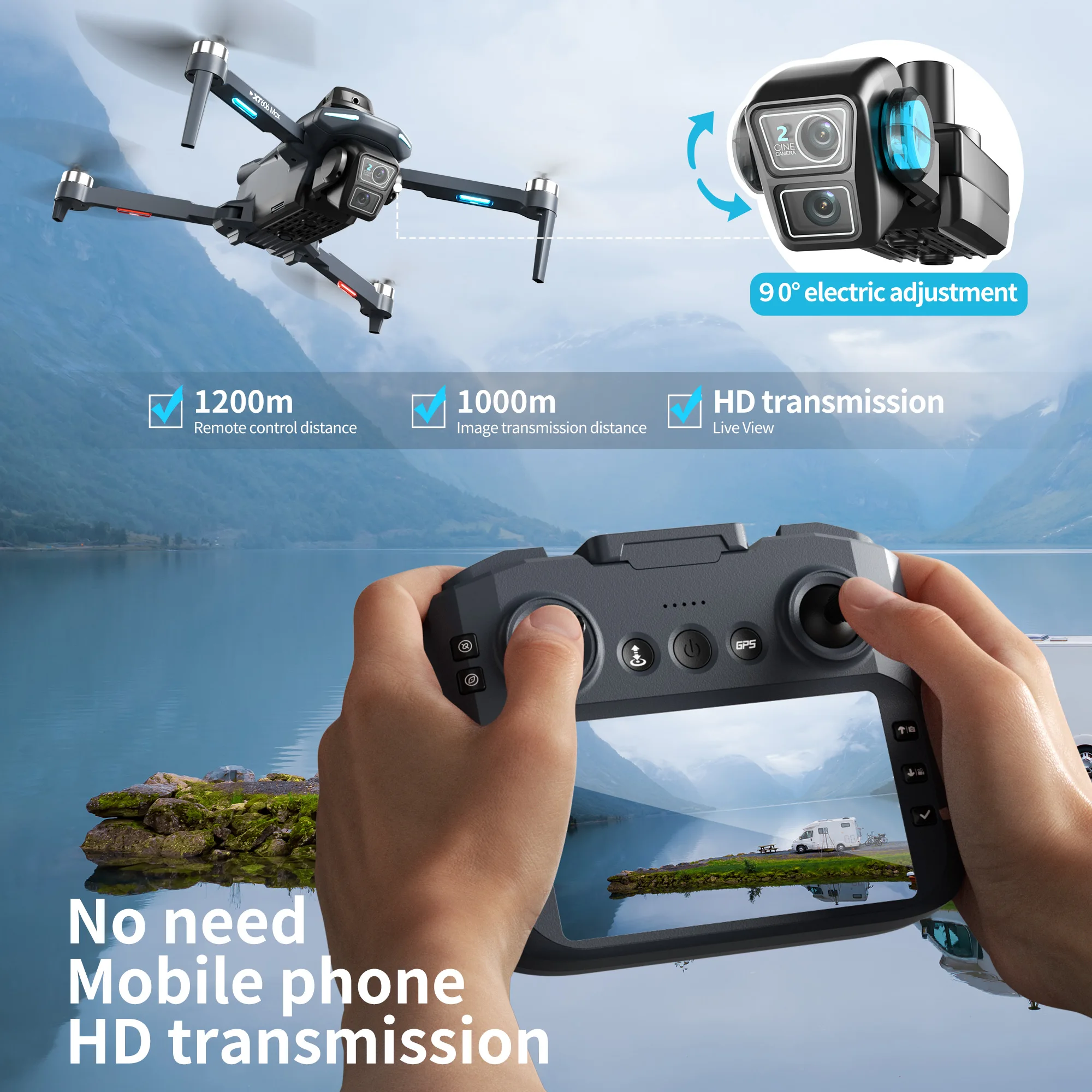 Drone GPS XT606 MAX Asli 4k Pr - Diy Drone Electronics ulasan dan harga