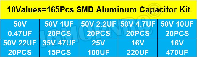 165 Buah 10 Nilai SMD Aluminiu - Capacitor Kit Assortment ulasan dan harga